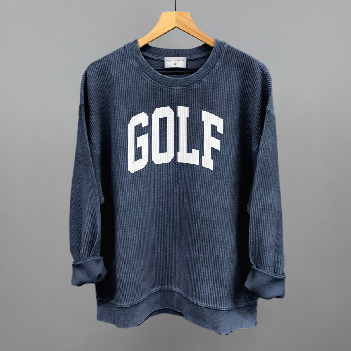 Golf Arch (White) Funny Oversized Corded Crewneck Sweatshirt in Navy – Ivy + Cloth