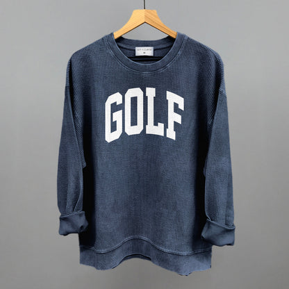 Golf Arch (White) Funny Oversized Corded Crewneck Sweatshirt in Navy – Ivy + Cloth