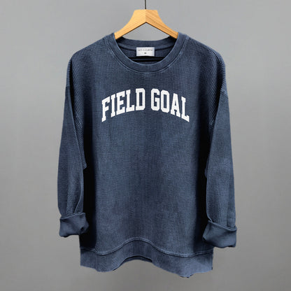 Field Goal Arch Funny Oversized Corded Crewneck Sweatshirt in Navy – Ivy + Cloth