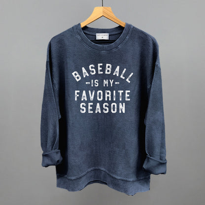 Baseball Is My Favorite Season Funny Oversized Corded Crewneck Sweatshirt in Navy – Ivy + Cloth