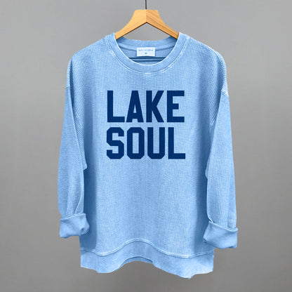 Lake Soul Funny Oversized Corded Crewneck Sweatshirt in Pacific Blue – Ivy + Cloth