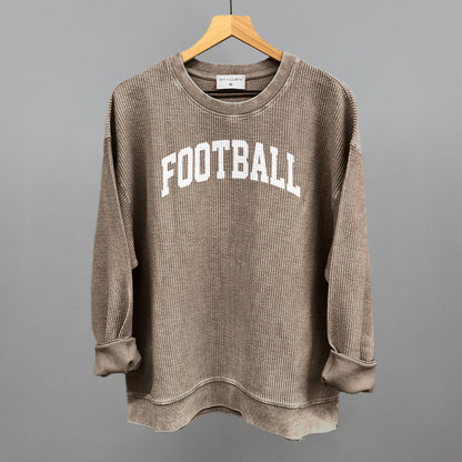 Football Arch (White) Funny Oversized Corded Crewneck Sweatshirt in Pine Bark – Ivy + Cloth