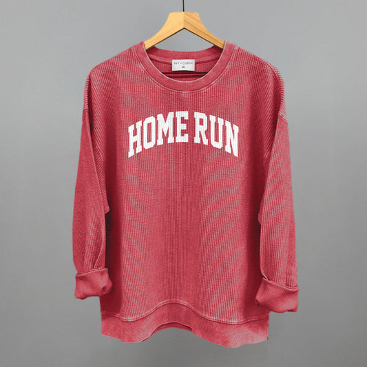 Home Run Arch Funny Oversized Corded Crewneck Sweatshirt in Red – Ivy + Cloth