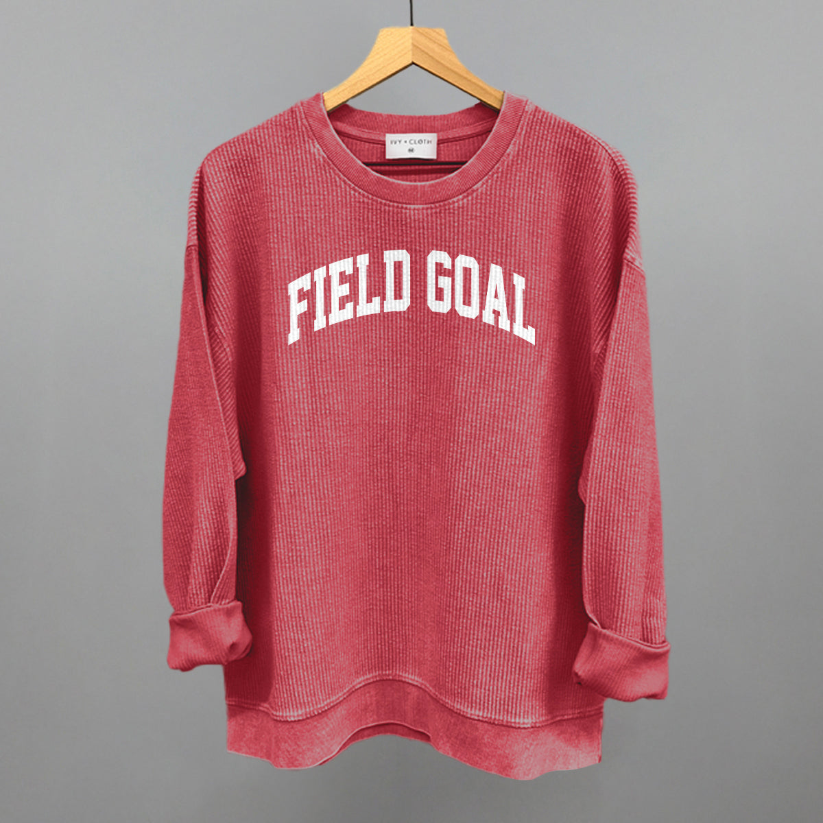 Field Goal Arch Funny Oversized Corded Crewneck Sweatshirt in Red – Ivy + Cloth