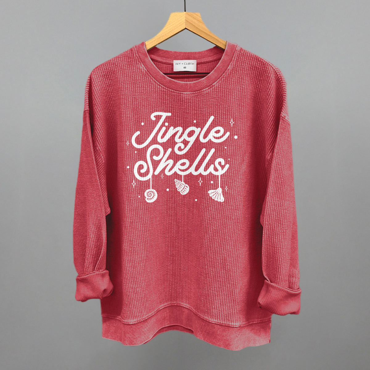 Jingle Shells Funny Oversized Corded Crewneck Sweatshirt in Red – Ivy + Cloth