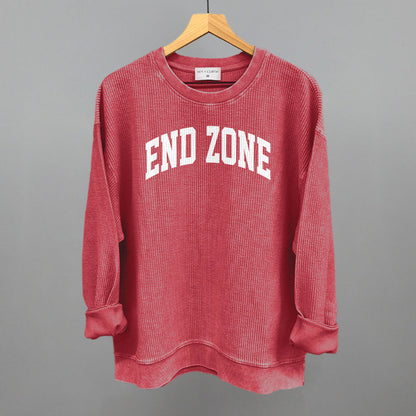 End Zone Arch Funny Oversized Corded Crewneck Sweatshirt in Red – Ivy + Cloth