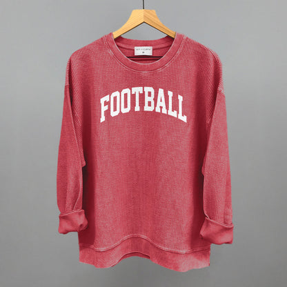 Football Arch (White) Funny Oversized Corded Crewneck Sweatshirt in Red – Ivy + Cloth