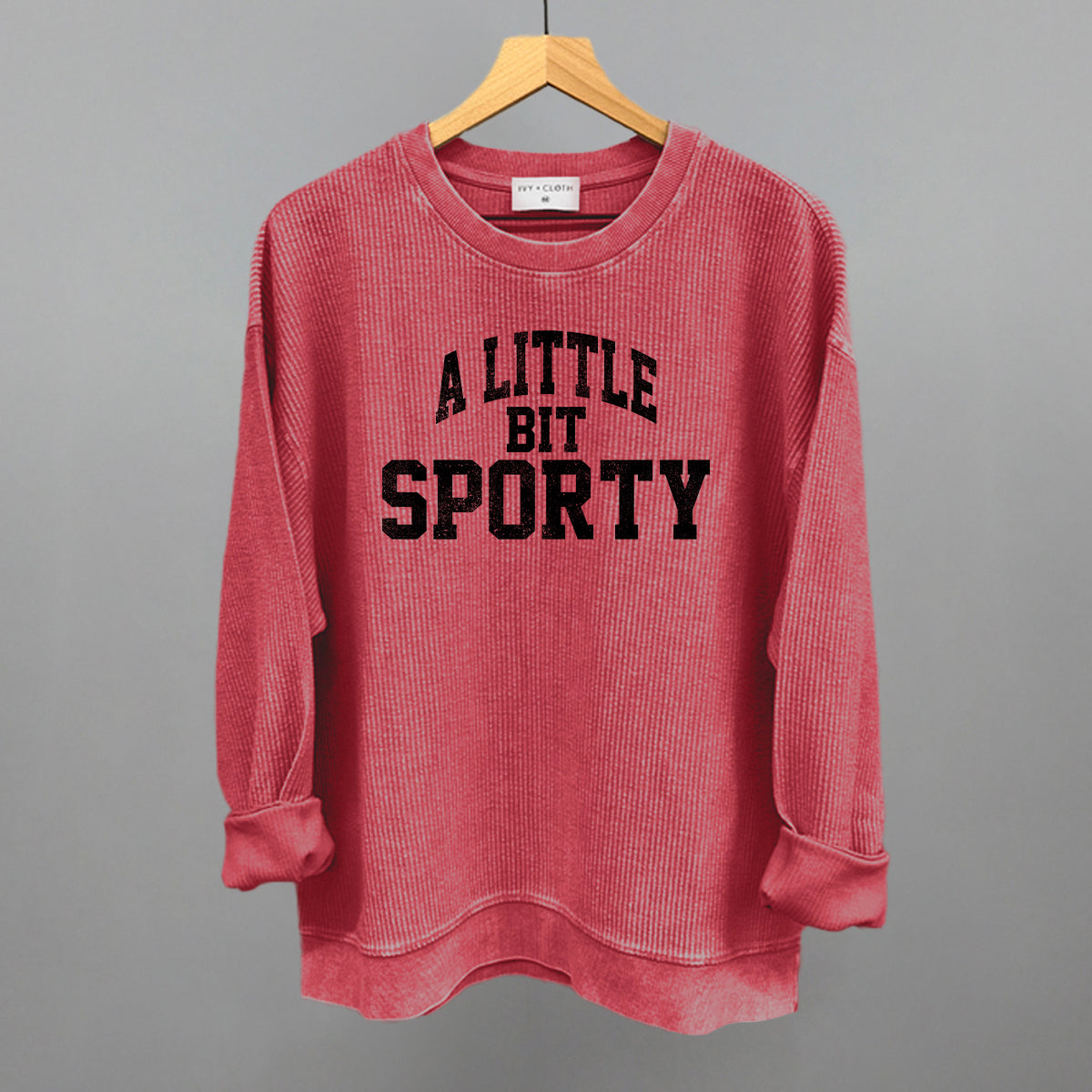 A Little Bit Sporty graphic oversized corded crew in Red