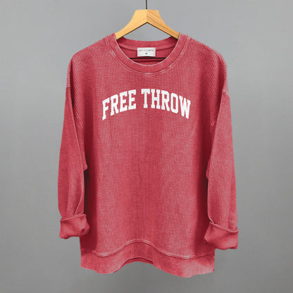 Free Throw Arch Funny Oversized Corded Crewneck Sweatshirt in Red – Ivy + Cloth
