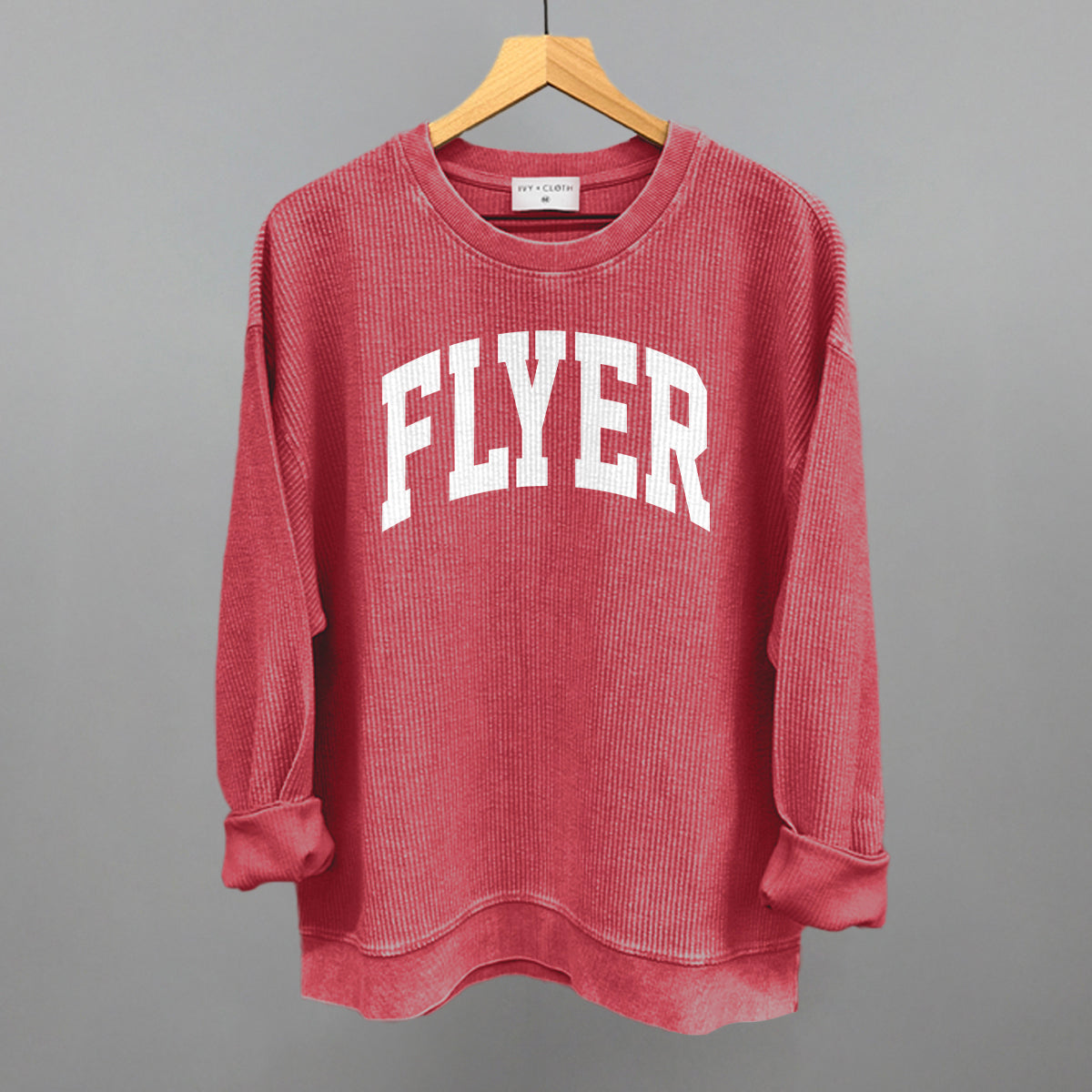 Flyer Arch Funny Oversized Corded Crewneck Sweatshirt in Red – Ivy + Cloth