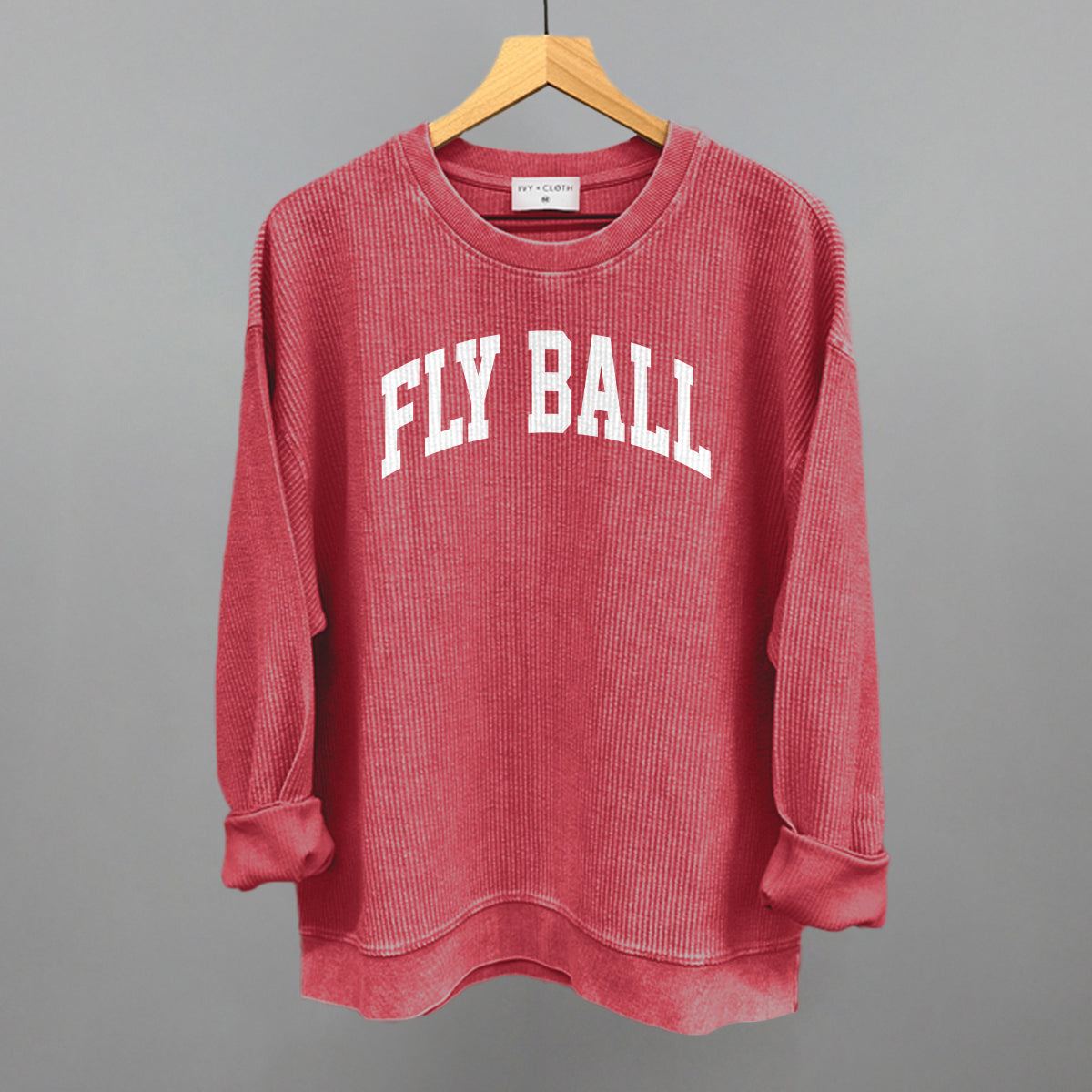 Fly Ball Arch Funny Oversized Corded Crewneck Sweatshirt in Red – Ivy + Cloth