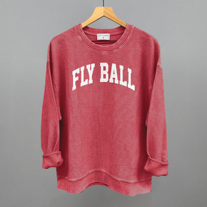 Fly Ball Arch Funny Oversized Corded Crewneck Sweatshirt in Red – Ivy + Cloth
