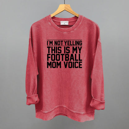 Football Mom Voice graphic oversized corded crew in Red