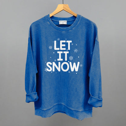 Let It Snow (White) Funny Oversized Corded Crewneck Sweatshirt in Royal – Ivy + Cloth