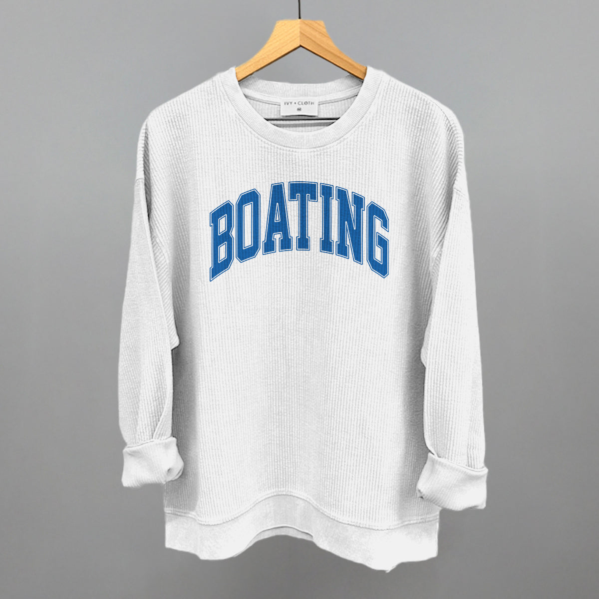 Boating Lake Life graphic oversized corded crew in White