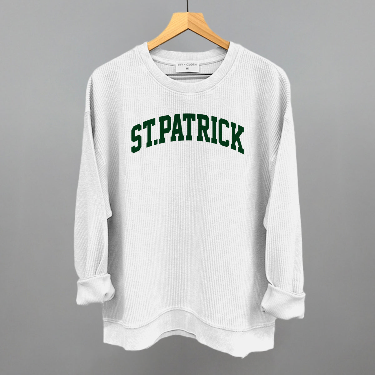 St.Patrick Arch Funny Oversized Corded Crewneck Sweatshirt in White – Ivy + Cloth