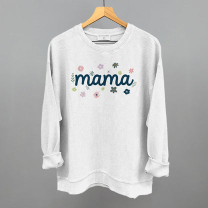 Mama Dainty Floral graphic oversized corded crew in White