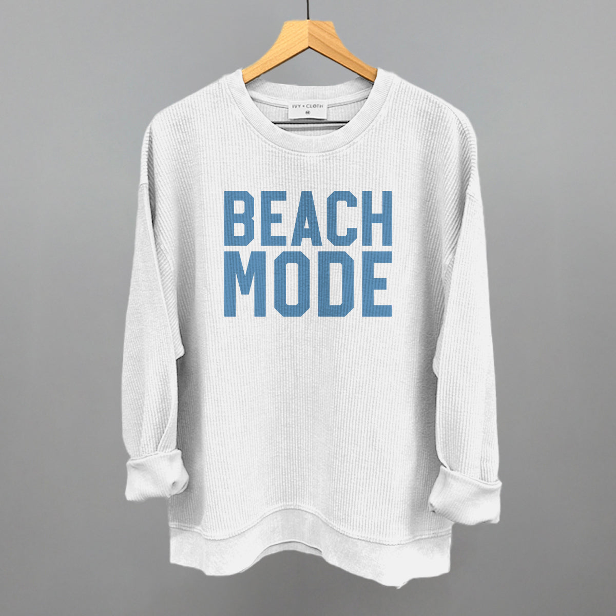 Beach Mode graphic oversized corded crew in White