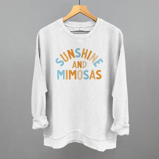 Sunshine And Mimosas Multicolor Funny Oversized Corded Crewneck Sweatshirt in White – Ivy + Cloth