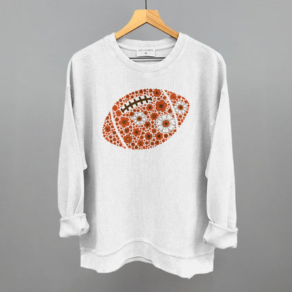 Floral Football Orange Funny Oversized Corded Crewneck Sweatshirt in White – Ivy + Cloth