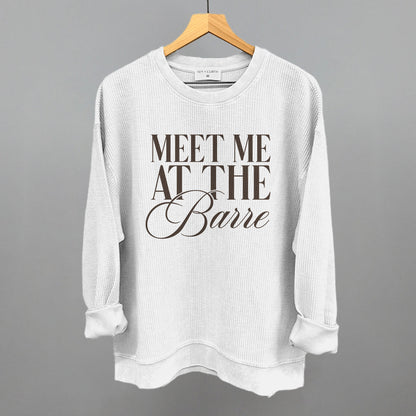 Meet Me At The Barre Funny Oversized Corded Crewneck Sweatshirt in White – Ivy + Cloth