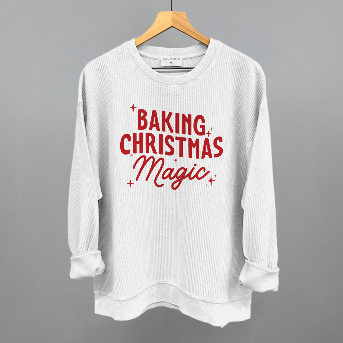 Baking Christmas Magic Funny Oversized Corded Crewneck Sweatshirt in White – Ivy + Cloth