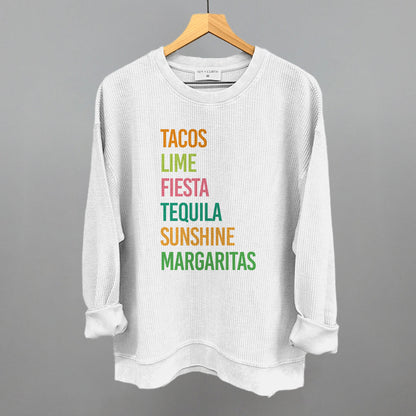 Tacos, Lime, Fiesta, Etc. Funny Oversized Corded Crewneck Sweatshirt in White – Ivy + Cloth