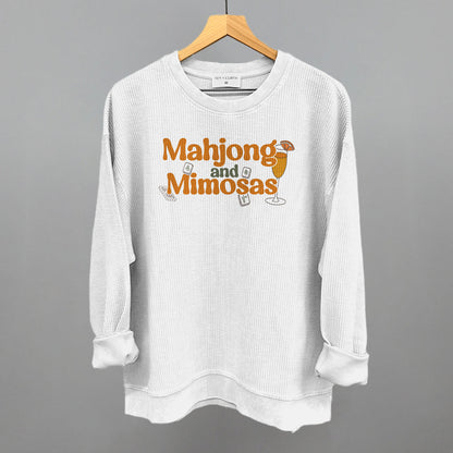 Mahjong and Mimosas graphic oversized corded crew in White