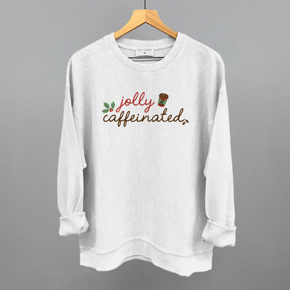 Jolly & Caffeinated Funny Oversized Corded Crewneck Sweatshirt in White – Ivy + Cloth