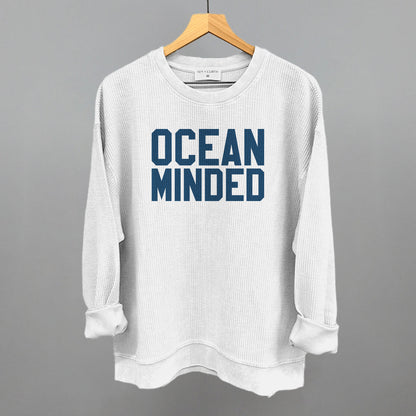 Ocean Minded Funny Oversized Corded Crewneck Sweatshirt in White – Ivy + Cloth