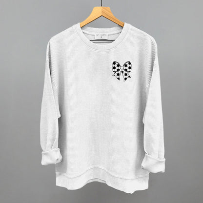 Soccer Bow (Left Chest) Funny Oversized Corded Crewneck Sweatshirt in White – Ivy + Cloth