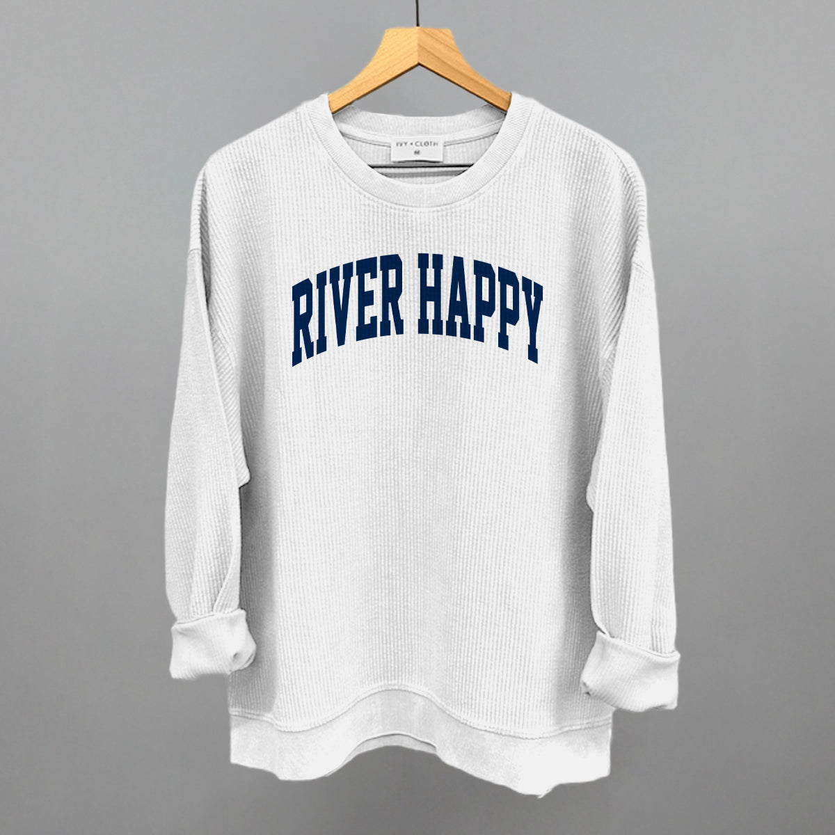 River Happy graphic oversized corded crew in White