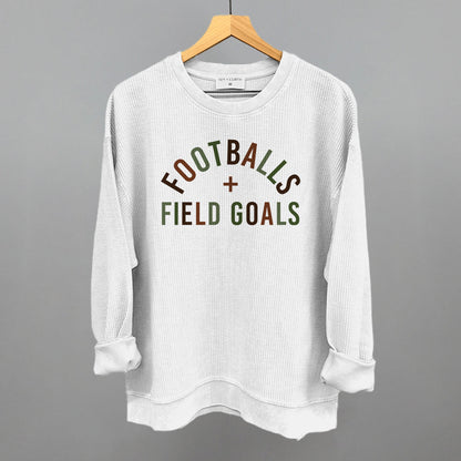 Footballs and Field Goals graphic oversized corded crew in White