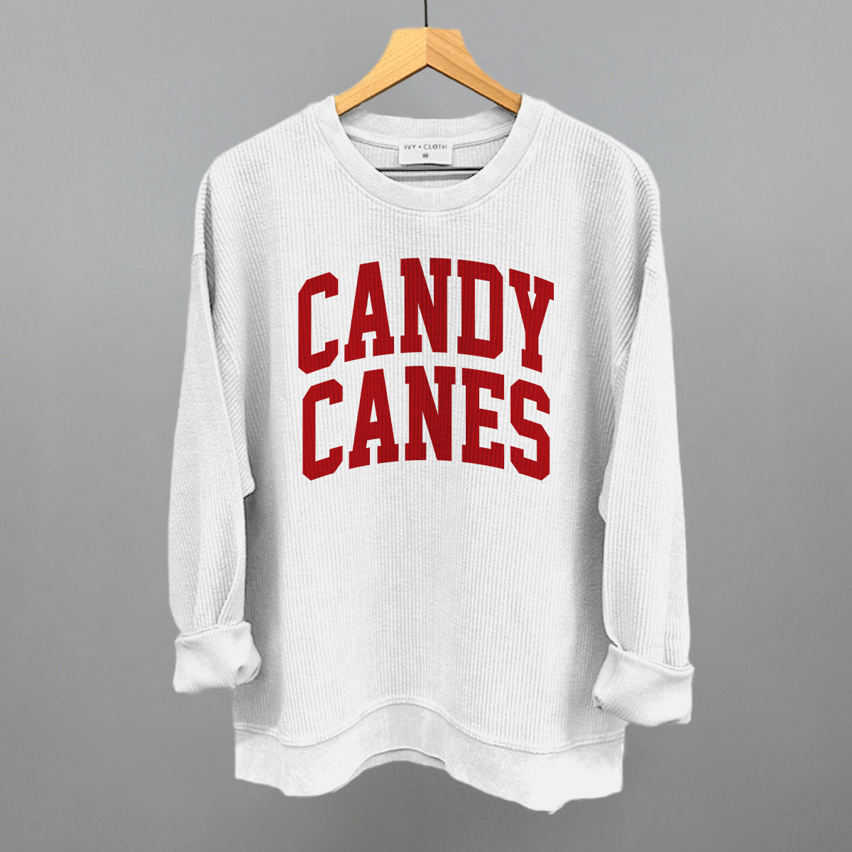 Candy Canes Arch Funny Oversized Corded Crewneck Sweatshirt in White – Ivy + Cloth