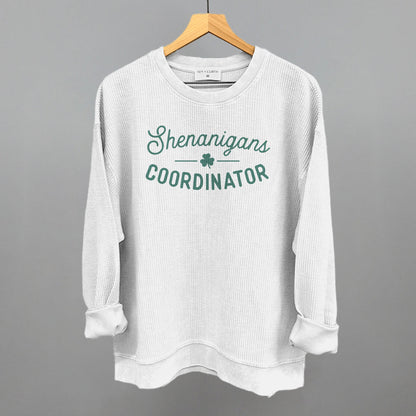 Shenanigans Coordinator Funny Oversized Corded Crewneck Sweatshirt in White – Ivy + Cloth