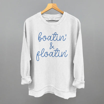 Boatin' & Floatin' Funny Oversized Corded Crewneck Sweatshirt in White – Ivy + Cloth