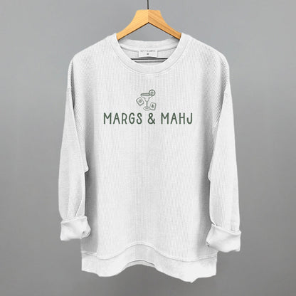 Margs & Mahj Mahjong graphic oversized corded crew in White