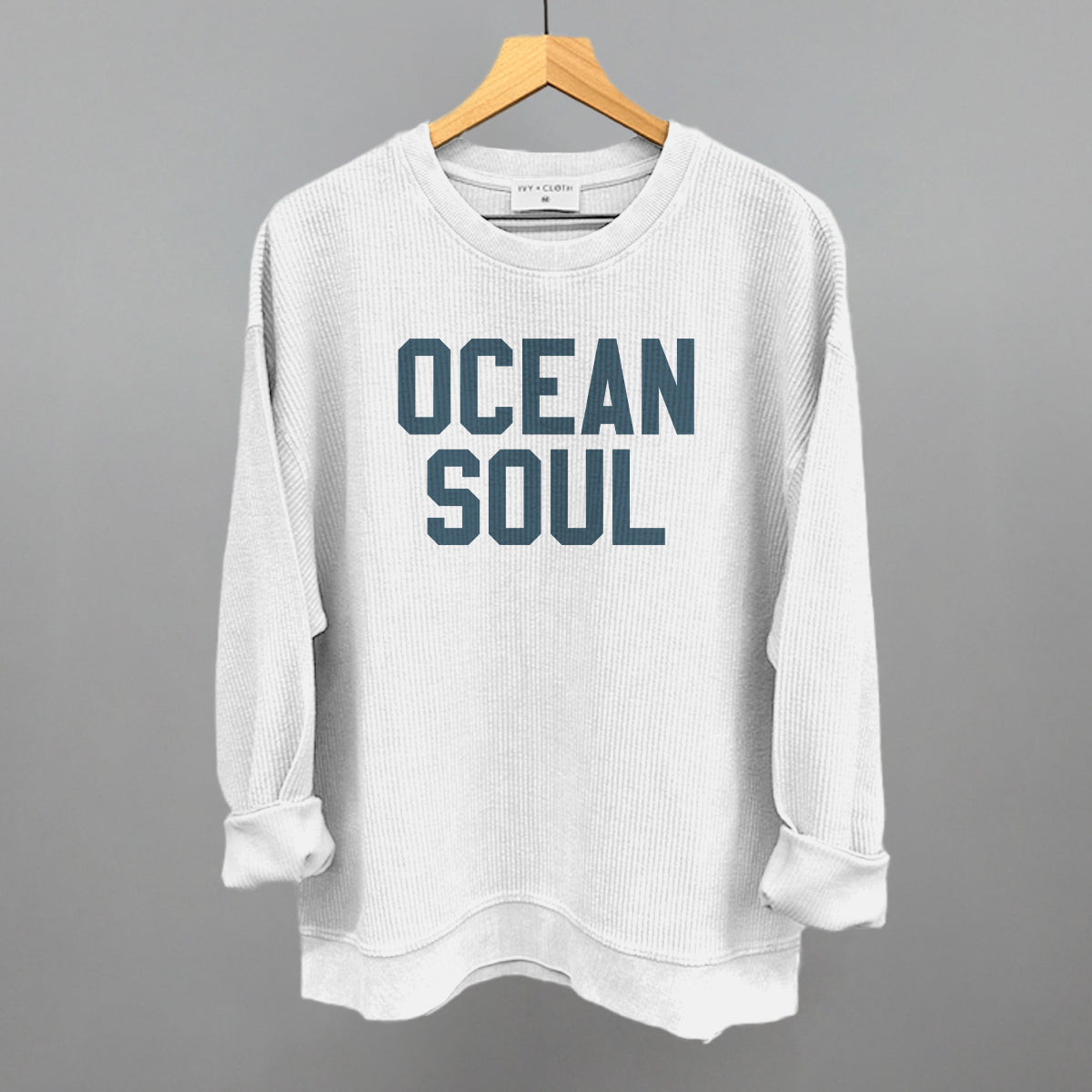 Ocean Soul Beach graphic oversized corded crew in White