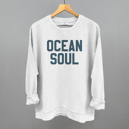 Ocean Soul Beach graphic oversized corded crew in White