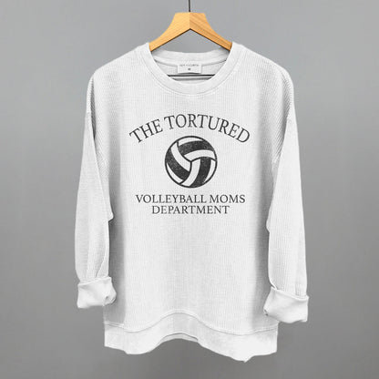 The Tortured Volleyball Moms Department Funny Oversized Corded Crewneck Sweatshirt in White – Ivy + Cloth