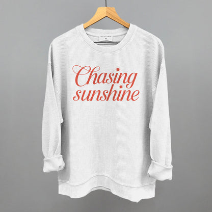 Chasing Sunshine Funny Oversized Corded Crewneck Sweatshirt in White – Ivy + Cloth