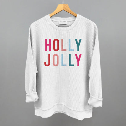 Holly Jolly Funny Oversized Corded Crewneck Sweatshirt in White – Ivy + Cloth