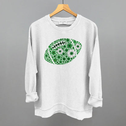 Floral Football Green Funny Oversized Corded Crewneck Sweatshirt in White – Ivy + Cloth