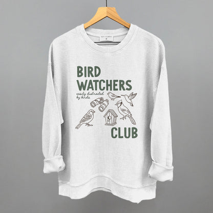 Birdwatchers Club graphic oversized corded crew in White