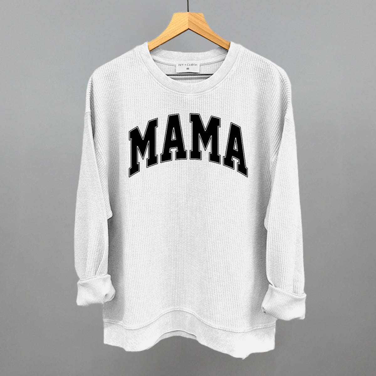 Mama graphic oversized corded crew in White