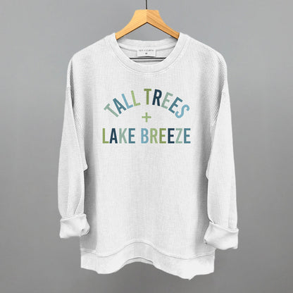 Tall Trees + Lake Breeze graphic oversized corded crew in White