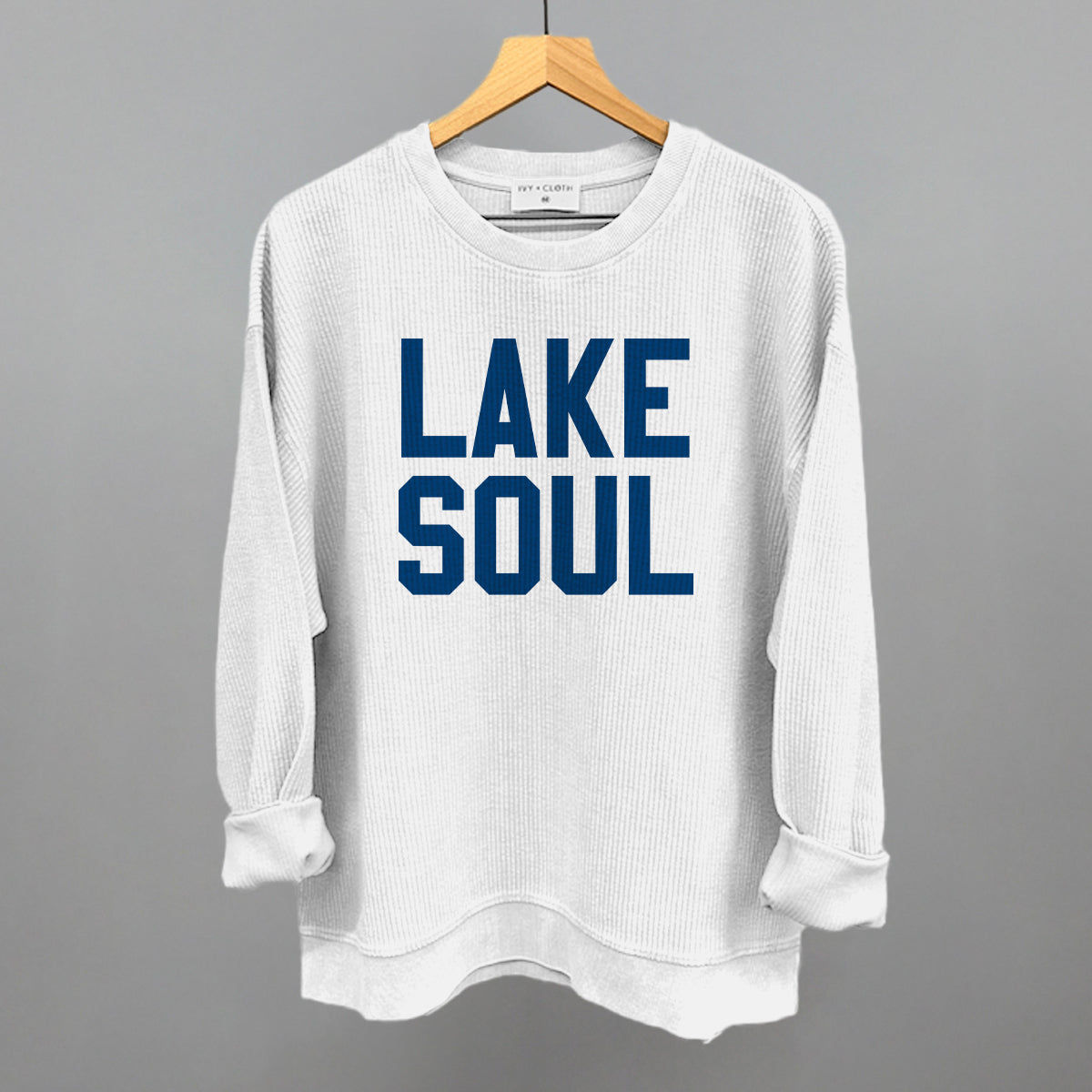 Lake Soul Funny Oversized Corded Crewneck Sweatshirt in White – Ivy + Cloth