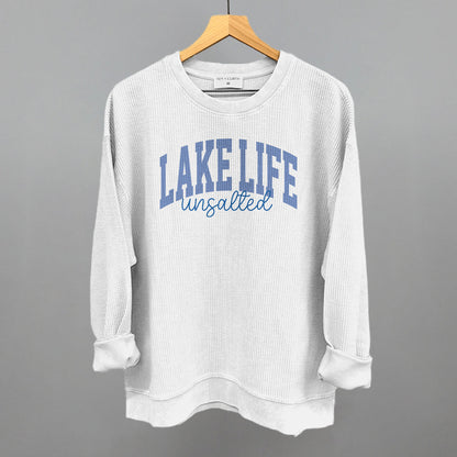 Lake Life Unsalted graphic oversized corded crew in White