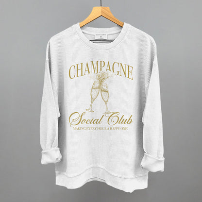 Champagne Social Club Funny Oversized Corded Crewneck Sweatshirt in White – Ivy + Cloth