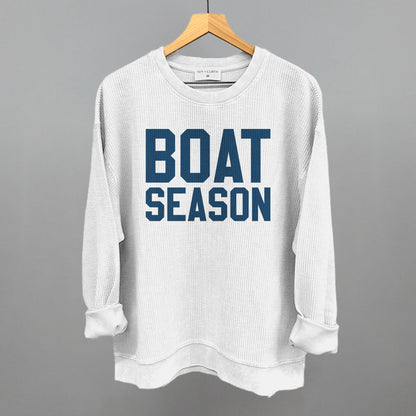 Boat Season Funny Oversized Corded Crewneck Sweatshirt in White – Ivy + Cloth